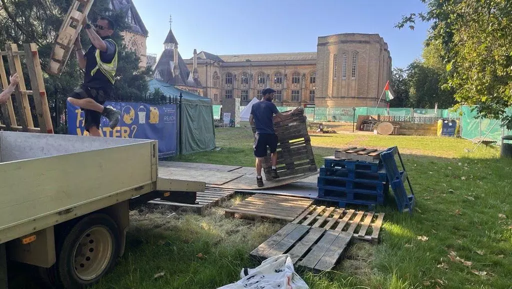 lawn restoration in progress